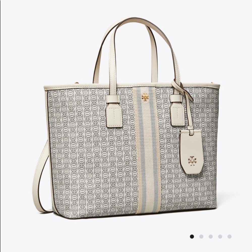 Tory Burch Gemini Link Small Canvas Zip Top Tote